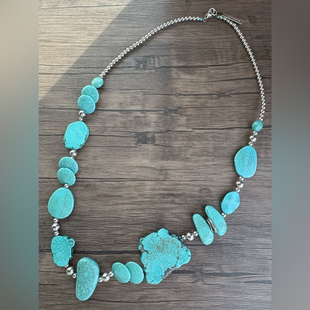 Chico's Turquoise-Style Beaded Necklace NWT